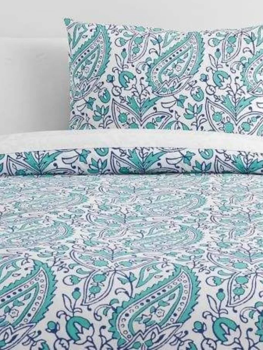 PB TEEN (Pottery Barn) *Twin* Turquoise Blue Tea Paisley Printed Duvet Cover